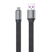 WK Design King Kong 2nd Gen series płaski kabel USB - micro USB do szybkiego ładowania / transmisji danych 6A 1,3m czarny (WDC-156)