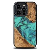 Etui z drewna i żywicy na iPhone 15 Pro Bewood Unique Turquoise - turkusowo-czarne