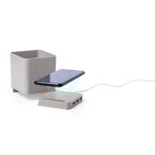 Ładowarka bezprzewodowa 5W ze słomy pszenicznej, hub USB 2.0, pojemnik na przybory do pisania, stojak na telefon