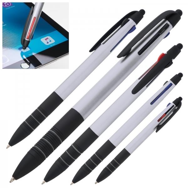 Długopis plastikowy 3w1 touch pen BOGOTA - szary