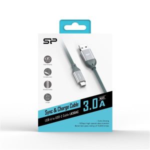 Nylonowy kabel do transferu danych LK30 Typ - C Quick Charge 3,0 - szary.jpg