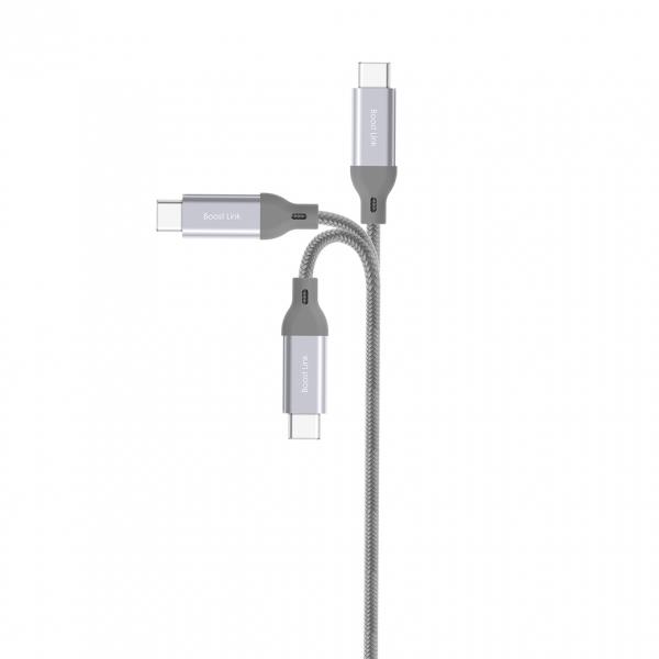 Nylonowy kabel do transferu danych LK30 Typ - C Quick Charge 3,0 - szary.jpg