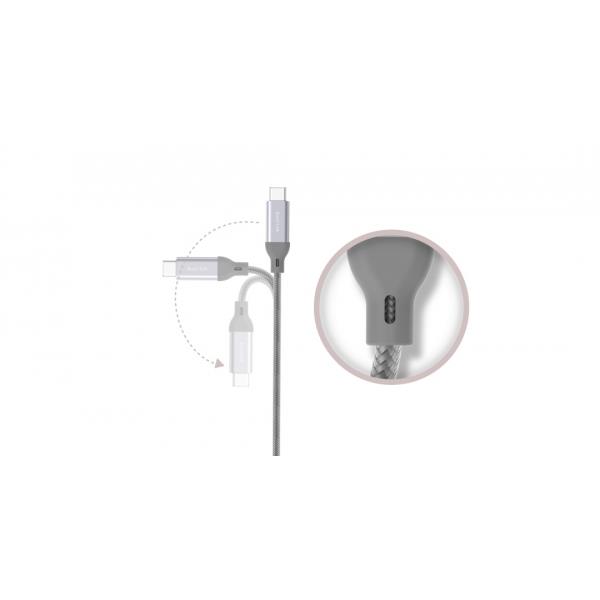 Nylonowy kabel do transferu danych LK30 Typ - C Quick Charge 3,0 - szary.jpg