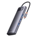 HUB Baseus Metal Gleam Series 8w1 USB-C - 2x HDMI 3x USB-A 3.2 1x USB-C 1x czytnik kart SD, TF - szary