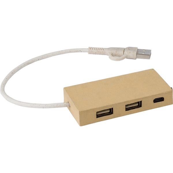 Hub USB 2.0 z papieru z recyklingu - V1227-16