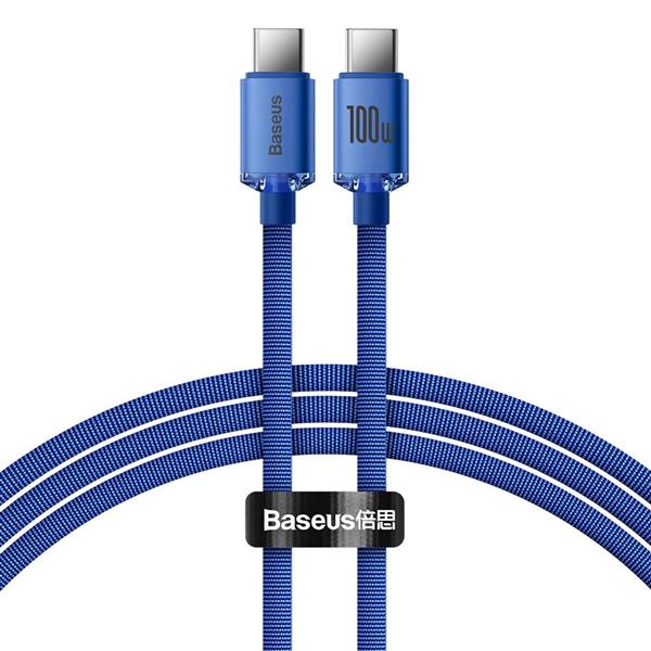 Kabel Baseus CAJY000603 USB-C - USB-C PD 100W 5A 480Mb/s 1,2m - niebieski