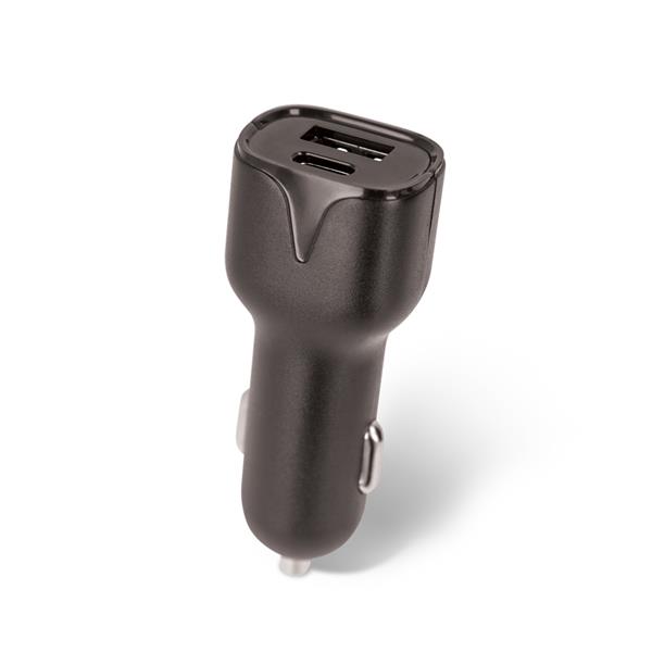 Setty ładowarka samochodowa 1x USB 1x USB-C 2,4A czarna