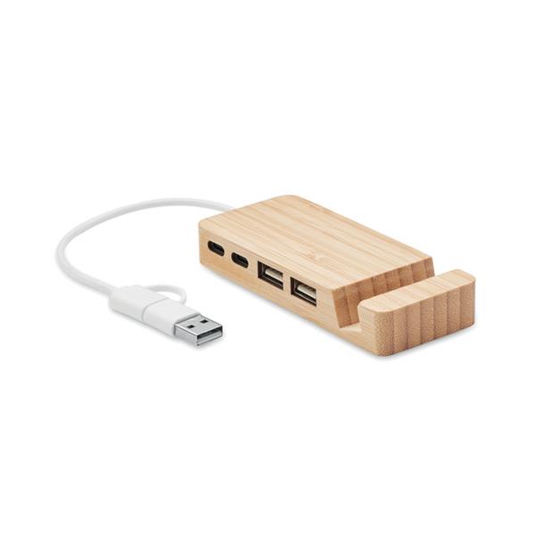 4-portowy bambusowy hub USB