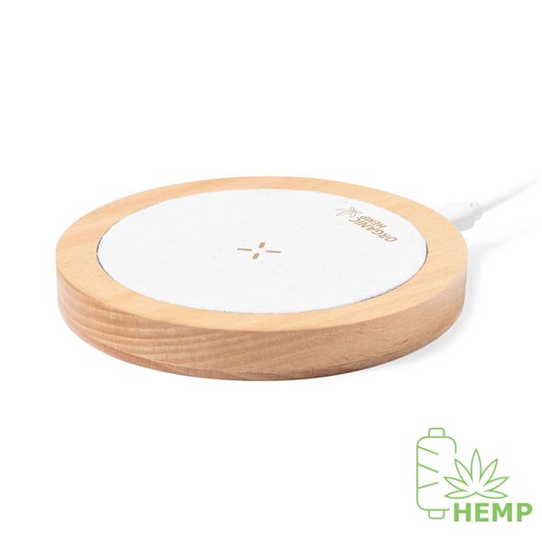Ładowarka bezprzewodowa 15W z konopi organicznej, drewniane elementy - V1123-00