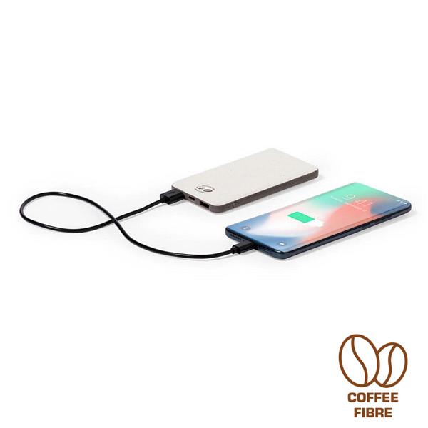 Power bank 5000 mAh z łusek kawowych i bawełny z recyklingu - V1211-16