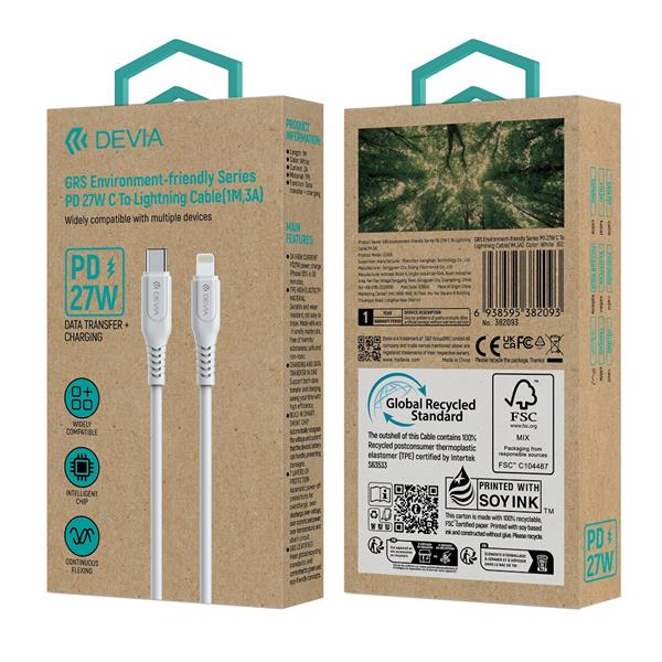 Devia kabel GRS EC635 PD USB-C - Lightning 1,0 m 27W 3A biały
