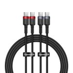Kabel Baseus Cafule USB-C / USB-C 100W 2 m - czerwono-czarny i czarno-szary (2 szt.)