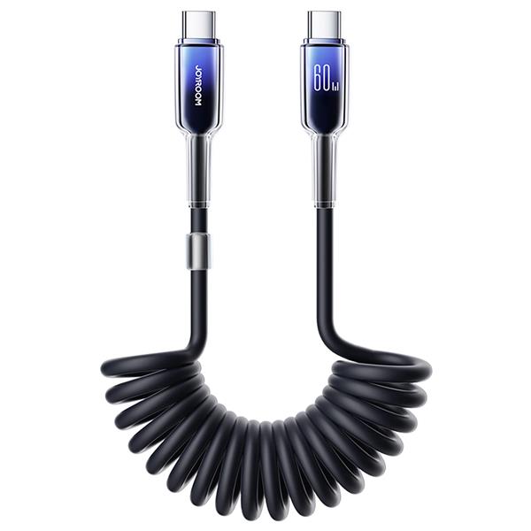 Kabel spiralny Joyroom S-A43 Crystal-Clear Series 60W USB-C - USB-C 1,5m - czarny