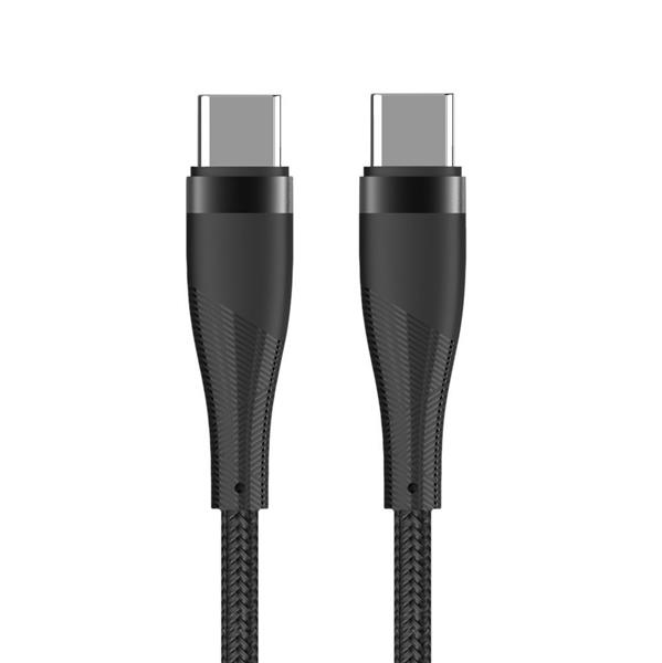 Maxlife kabel MXUC-08 USB-C - USB-C 1,0 m 60W czarny nylonowy