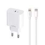 Maxlife ładowarka sieciowa PD QC MXTC-06-20C 1x USB-C 20W biała + kabel USB-C - Lightning 20W