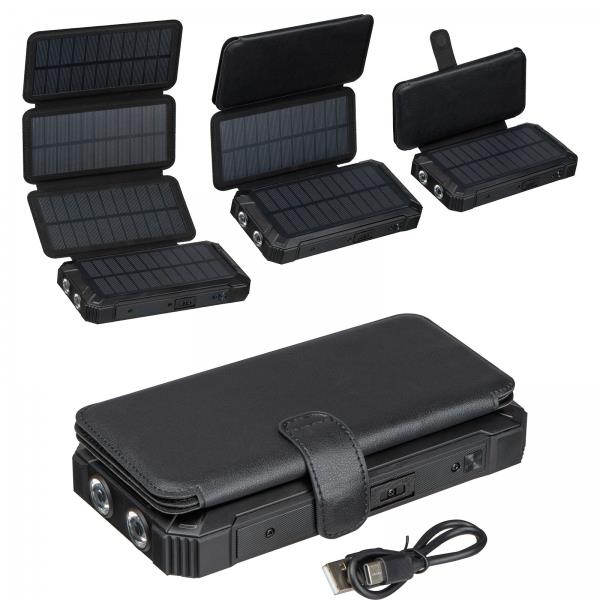 Power bank 20000 mAh solarny - czarny