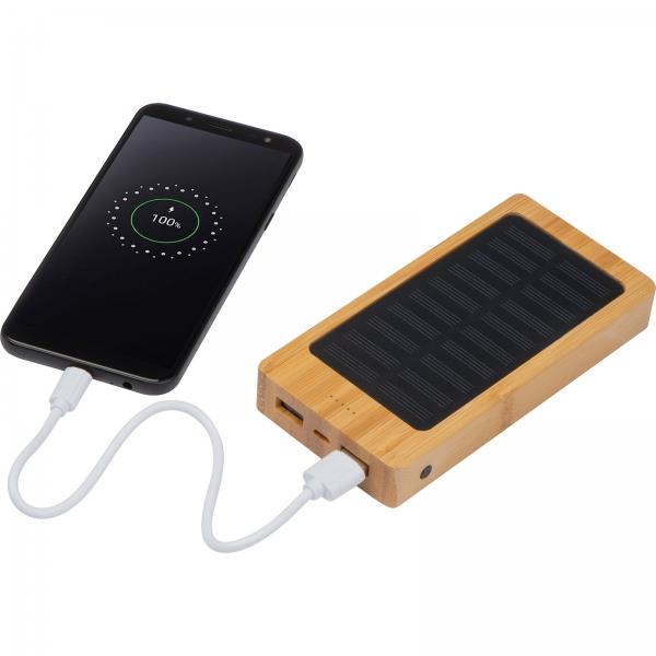Power bank 8000 mAh solarny - beżowy
