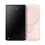 Powerbank Baseus Magnetic Bracket z MagSafe 10000mAh 20W - różowy + kabel USB-C 60W 0.5m