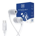 Słuchawki 3mk Wired Headphones przewodowe ze złączem USB-C - białe