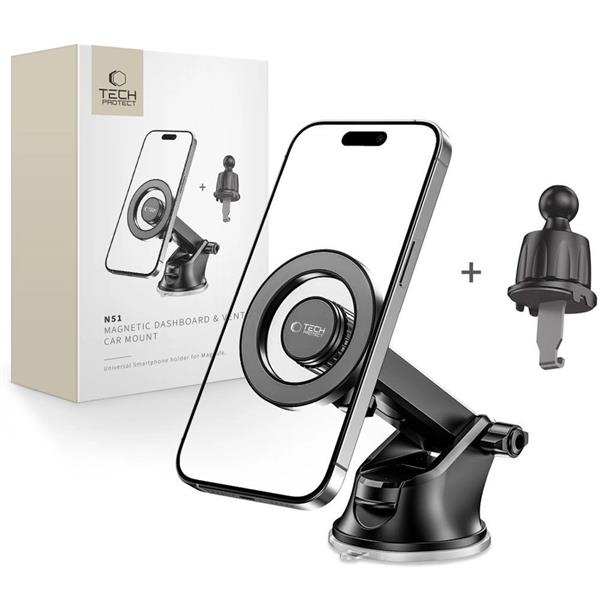 Uchwyt Tech-Protect N51 samochodowy na telefon z MagSafe na kokpit / kratkę nawiewu - czarny