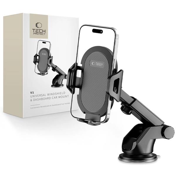 Uchwyt Tech-Protect V1 samochodowy na telefon na szybę / kokpit - czarny