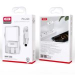 XO ładowarka sieciowa CE02A PD 20W QC 3.0 18W 1x USB 1x USB-C biała + kabel USB-C - Lightning