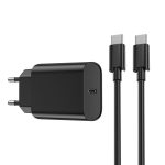 żWIWU ładowarka sieciowa Wi-U001 PD 20W 1x USB-C czarna + kabel USB-C - USB-C