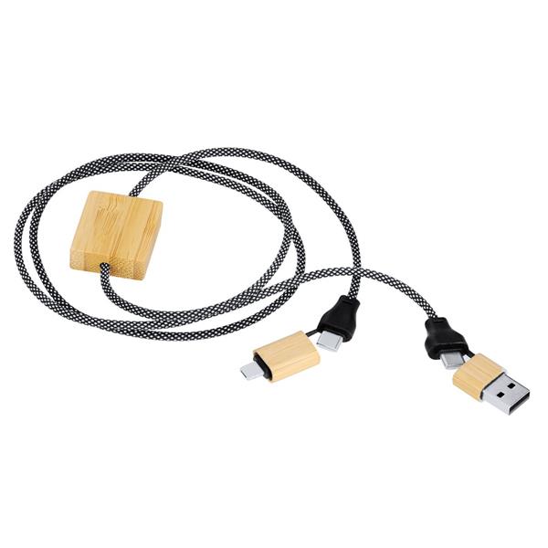 Kabel do ładowania i synchronizacji z poliestru RPET, bambusowe elementy - VA384-20