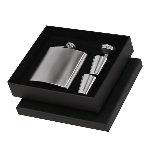 Piersiówka 175 ml ze stali nierdzewnej z recyklingu, 2 kieliszki, lejek - VA706-32