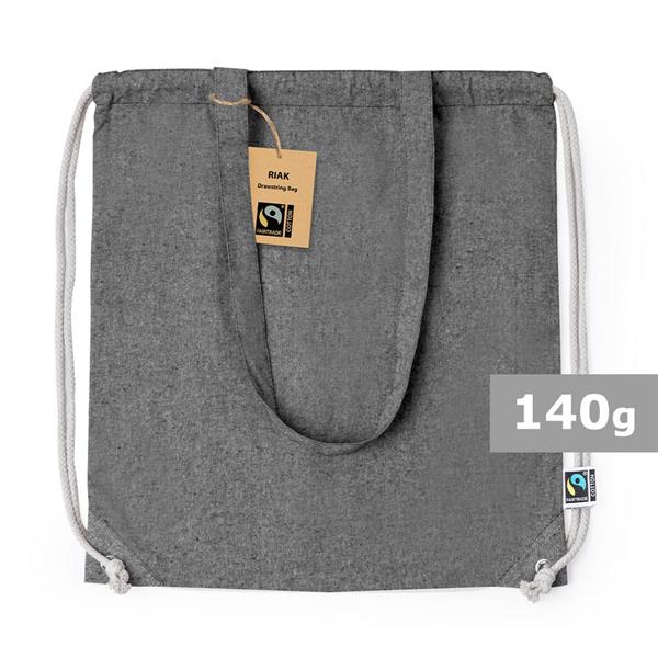 Worek ze sznurkiem i torba na zakupy z bawełny z recyklingu, 2 w 1 - V2128-03