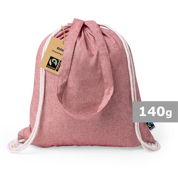 Worek ze sznurkiem i torba na zakupy z bawełny z recyklingu, 2 w 1 - V2128-05