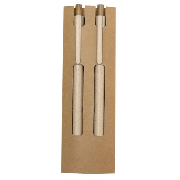 Zestaw piśmienniczy ze słomy pszenicznej, długopis i "wieczny" ołówek - VA635-00