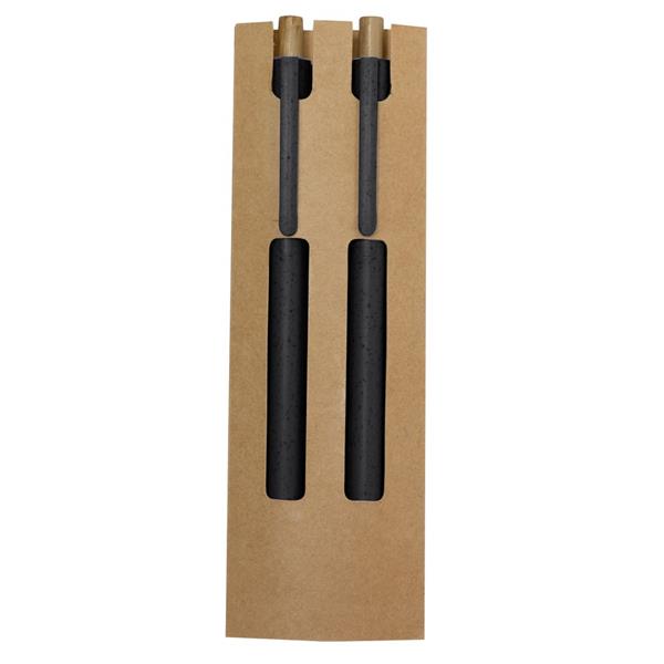 Zestaw piśmienniczy ze słomy pszenicznej, długopis i "wieczny" ołówek - VA635-03