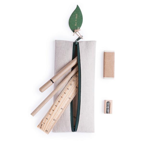 Zestaw szkolny, piórnik, ołówek, długopis, linijka, gumka i temperówka - V7365/A-20