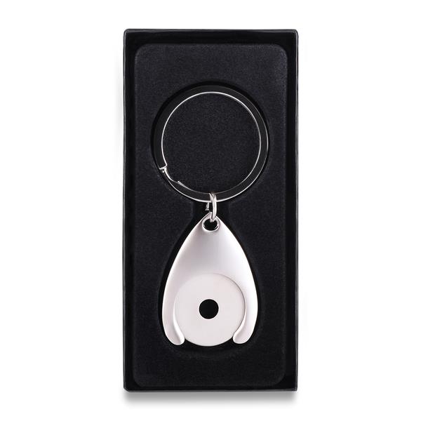 Metalowy brelok z żetonem Disc, srebrny - druga jakość