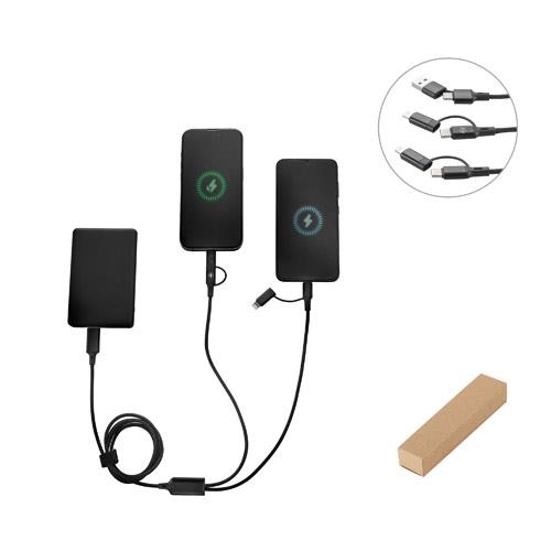 BERTOZZI. Superszybki kabel USB 6 w 1 wykonany z aluminium i przetworzonego PET