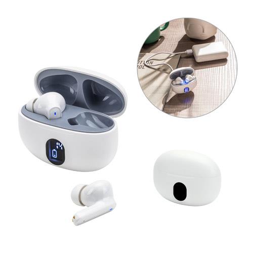 CAETANO. Bezprzewodowe słuchawki douszne z 4-godzinnym czasem pracy na baterii w ABS pochodzącego z recyklingu (100% rABS)