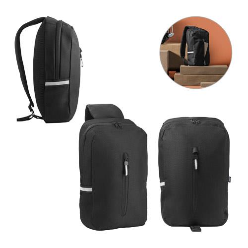 DELFOS. Plecak z materiału 300D poliestru pochodzącego i 600D poliestru pochodzącego z pojedynczym paskiem, z podszewką z poliestru 210D z recyklingu