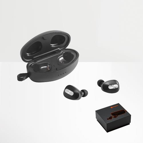 DESCRY. Bezprzewodowa ładowarka z cynku i bezprzewodowe słuchawki douszne z metalu i akrylu ABS