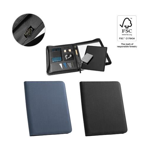 EMERGE FOLDER. Teczka A4 poliestru pochodzącego (100% rPET) 300D z zamkiem błyskawicznym