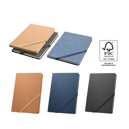 HUXLEY. Notatnik formatu A5, wykonany z papieru wodoodpornego, z kartkami w linie, wykonany z materiału z certyfikatem FSC™ i innych materiałów kontrolowanych