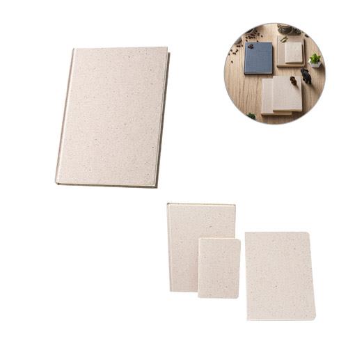 ORGANIC RIGID. Notatnik A5 z twardą okładką wykonaną z organicznej masy, z rośliny zwanej "trawą słoniową" (80%)