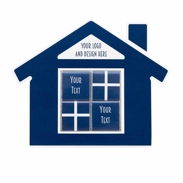 ZESTAW CZEKOLADEK KWADRATOWYCH W KOPERCIE KSZTAŁTOWEJ - DOMEK