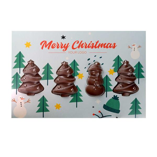 ZESTAW CZEKOLADEK ŚWIĄTECZNA KARTKA Z CHOINKAMI