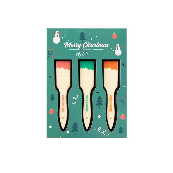 ZESTAW CZEKOLADEK Z NADRUKIEM PĘDZLE 3 SZT