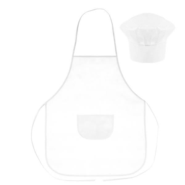 Zestaw małego kucharza, fartuch kuchenny i czapka kucharska, rozmiar dziecięcy | Nedina - VA063-02