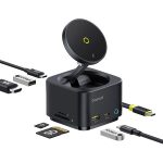 Hub USB-C 7w1 Baseus MagPro Series II z ładowarką kompatybilną z MagSafe 15W + HDMI + USB-A + USB-C + SD/TF - czarny