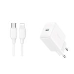 Ładowarka Joyroom JR-TCF20 sieciowa USB-C PD 20W - biała + kabel USB-C / Lightning 1m