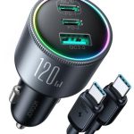 Ładowarka samochodowa Joyroom JR-CCN07 120W 2xUSB-C USB-A + kabel USB-C 100W - ciemnoszara