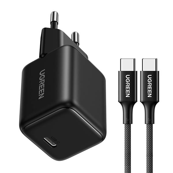 Ładowarka sieciowa Ugreen Nexode N Series X513 30W GaN 1x USB-C + kabel USB-C 1m - czarna